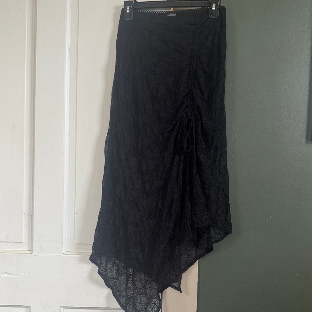 Chic Asymmetrical Black Lace Skirt